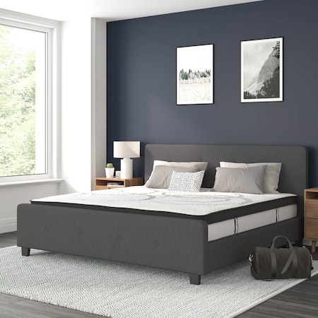 Flash Furniture King Size Dk Gray Fabric Platform Bed & Mattress HG-BM10-32-GG